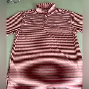 Rhoback Mens Performance Polo The Birdie Stripe Red/White Medium M
